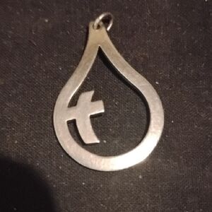 Sterling Silver Teardrop with a Cross Inside Pendant
